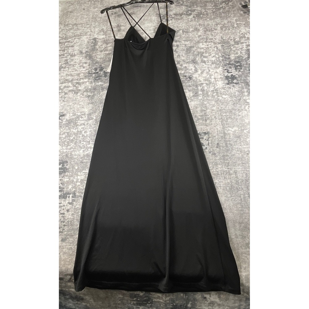 Julie Brown Designs Women M Maxi Dress Solid Black Elegant Cross Back Cocktail - Picture 8 of 13
